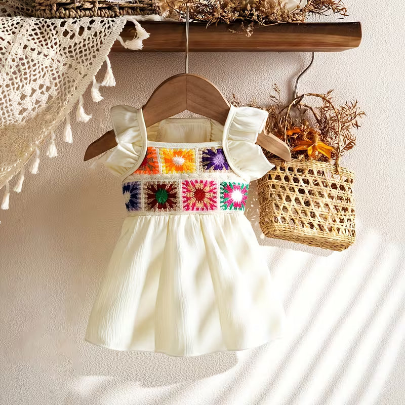 Vestido de Crochet Étnico con Volantes para Perro y Gato