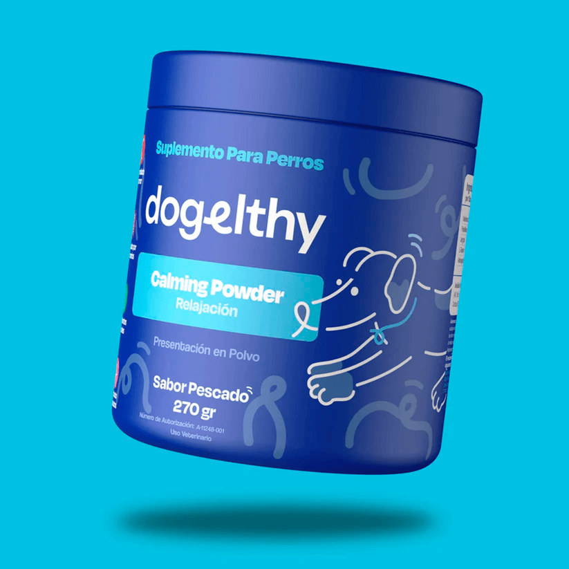 Dogelthy / Calming Powder / Calmante / Relajante Natural para Hiperactividad o Estrés Sabor a Pescado de 270g