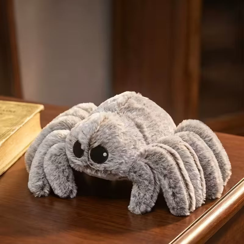 Araña Gris de Peluche con Ojos Grandes – Suave y Esponjosa 18 cm