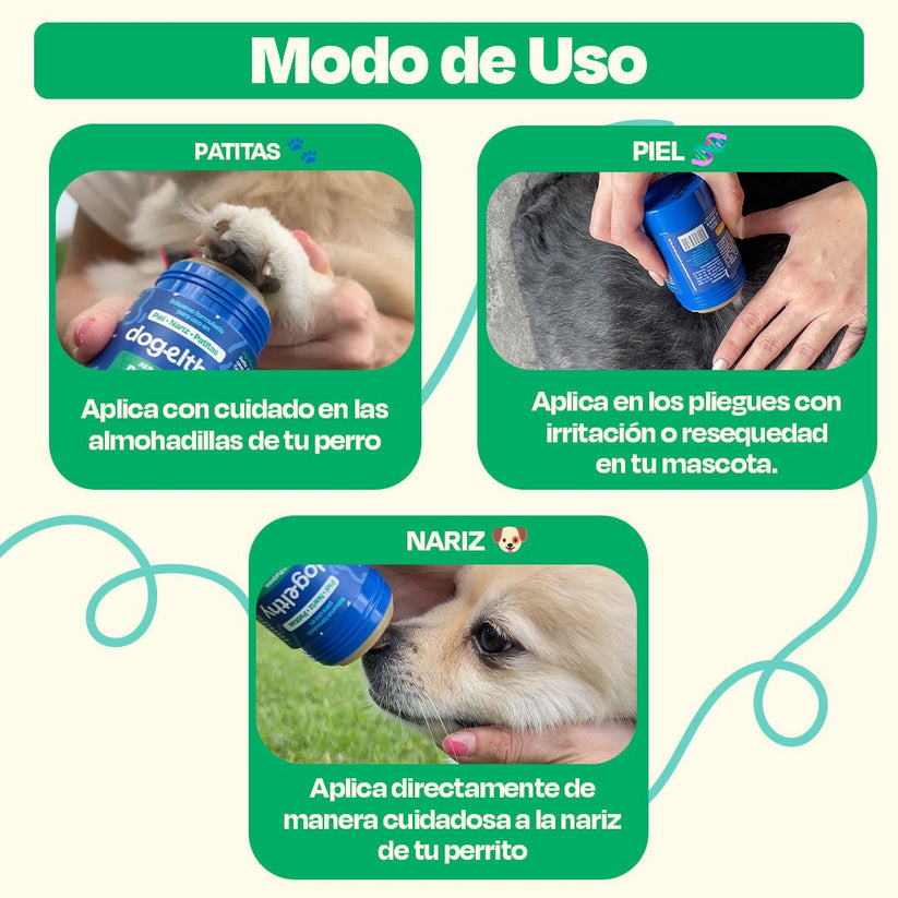 Dogelthy / Dog Balm Stick / Bálsamo Hidratante para Piel, Patitas y Nariz. Anti Resequedad y Agrietamiento 50g.