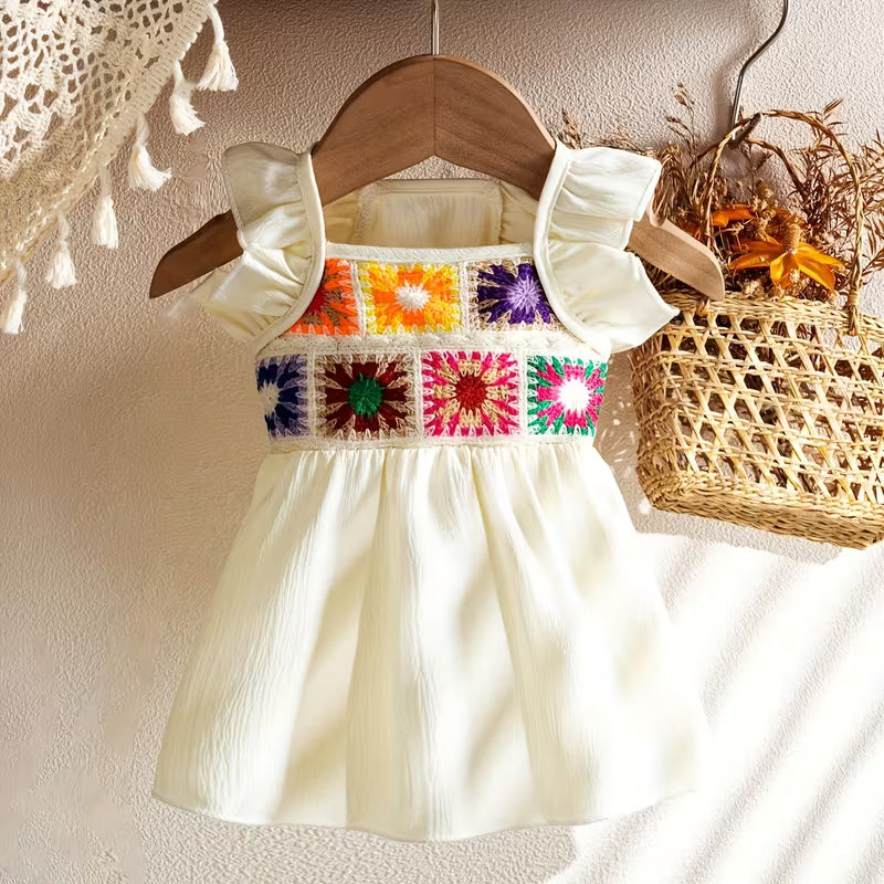 Vestido de Crochet Étnico con Volantes para Perro y Gato