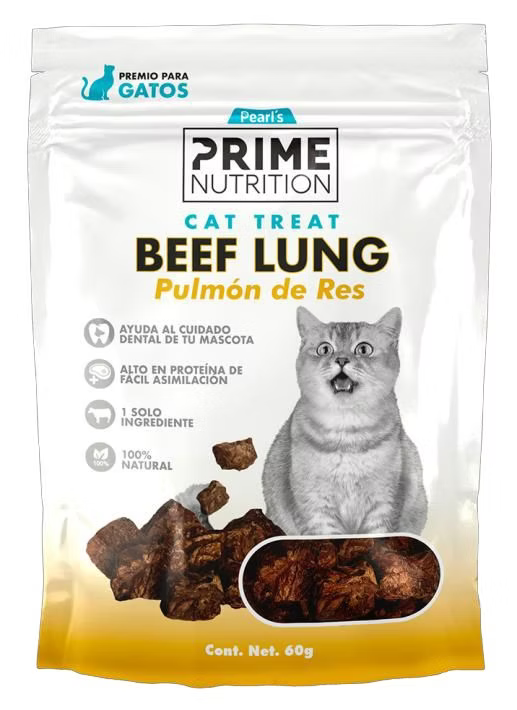 Pearl's Prime Nutrition Beef Lung – Pulmón de Res para Gato 60 g