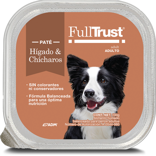 Alimento húmedo para perro / FullTrust / Hígado y chícharos / 100 gr