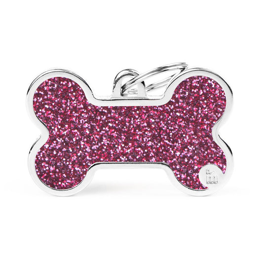 Placa / My Family / Shine Hueso XL Rosa con purpurina