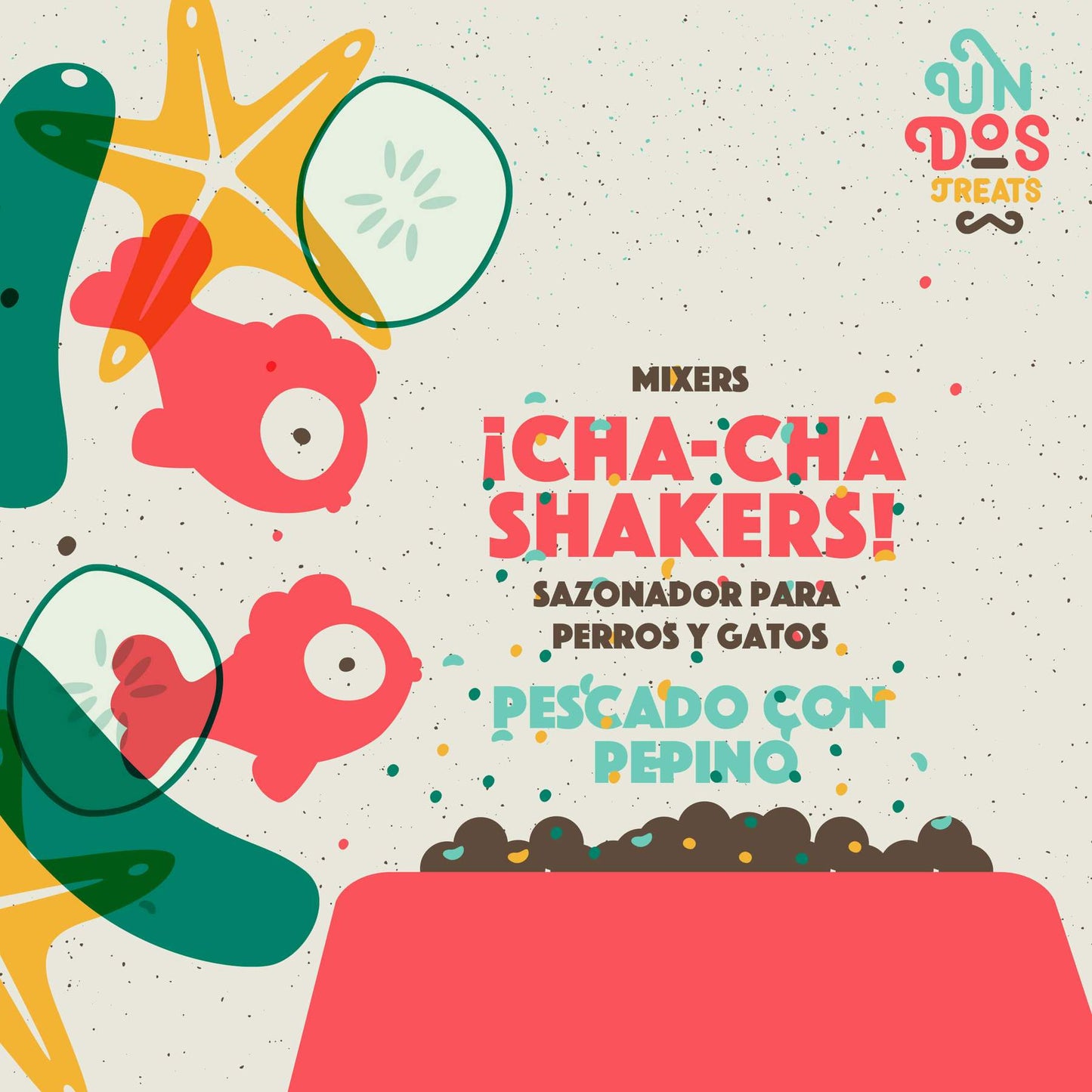 ¡Cha-Cha-Shakers! Sazonador para perros y gatos / Pescado con pepino