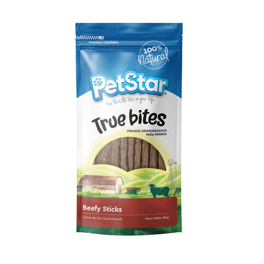 Premios para perro tiras de res / Beefy Sticks de Petstar / 80 gr