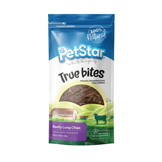 Premios para perro pulmón de res / Beefy Lung Chips de Petstar / 40 gr