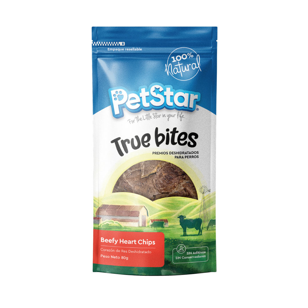 Premios para perro corazón de res / Beefy heart chips de Petstar / 80 gr