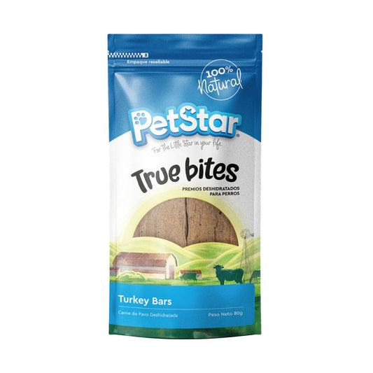 Premios para perro tiras de pavo / Turkey bars de Petstar / 80 gr