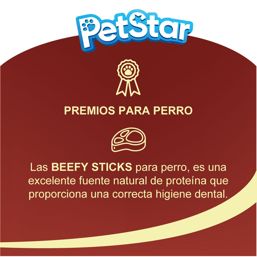 Premios para perro tiras de res / Beefy Sticks de Petstar / 80 gr