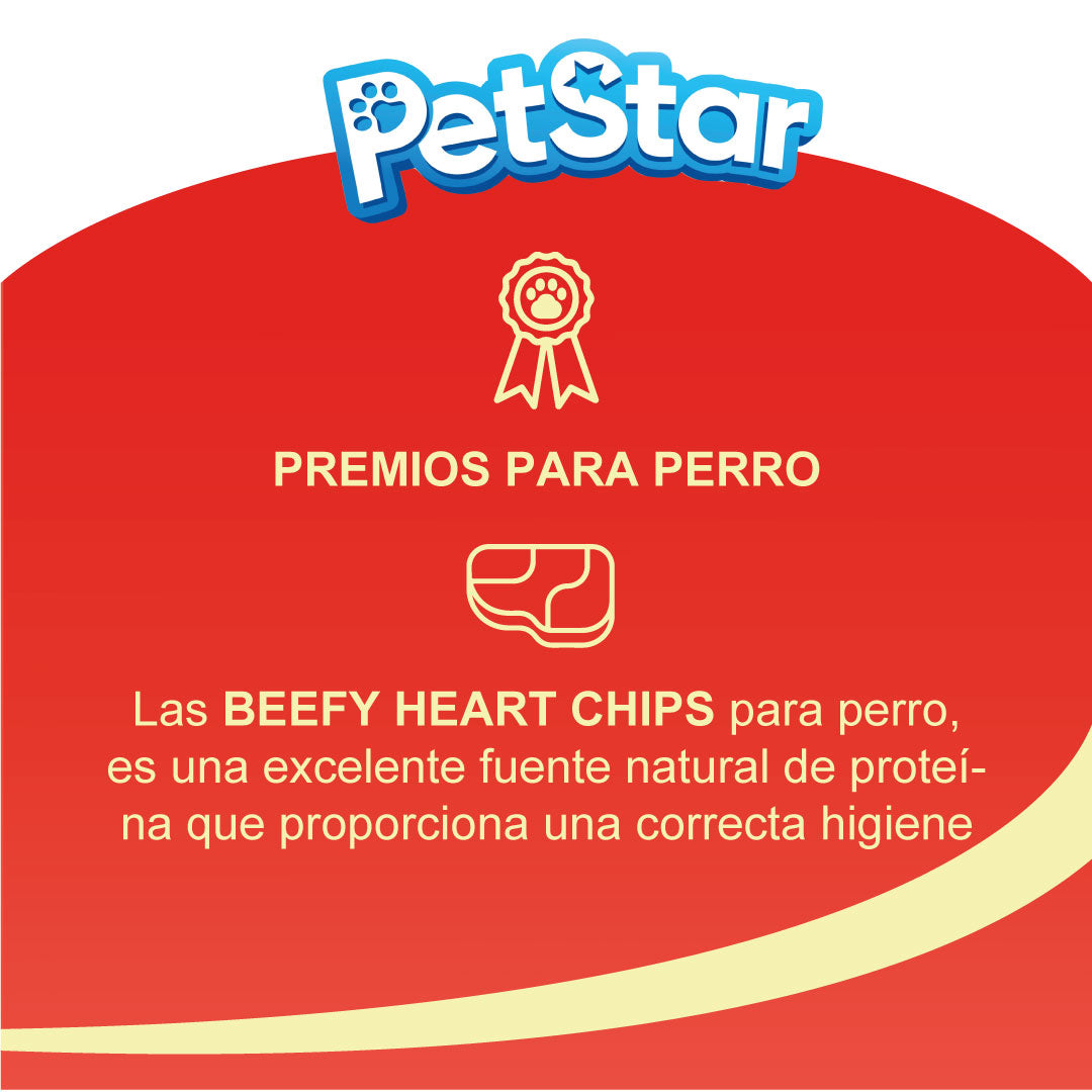 Premios para perro corazón de res / Beefy heart chips de Petstar / 80 gr