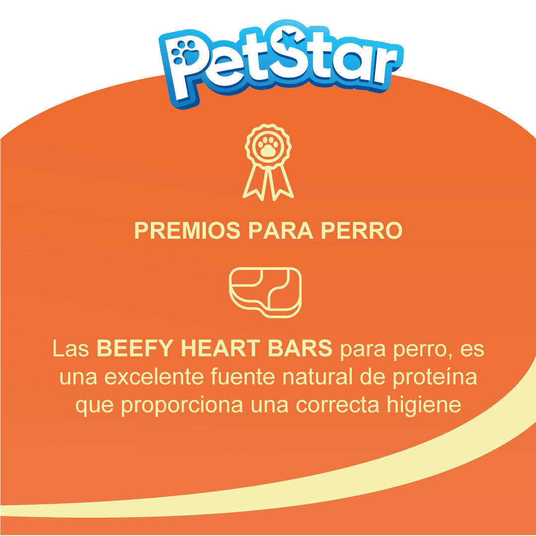 Premios para perro tiras de corazón de res / Beefy Heart Bars de Petstar / 80 gr