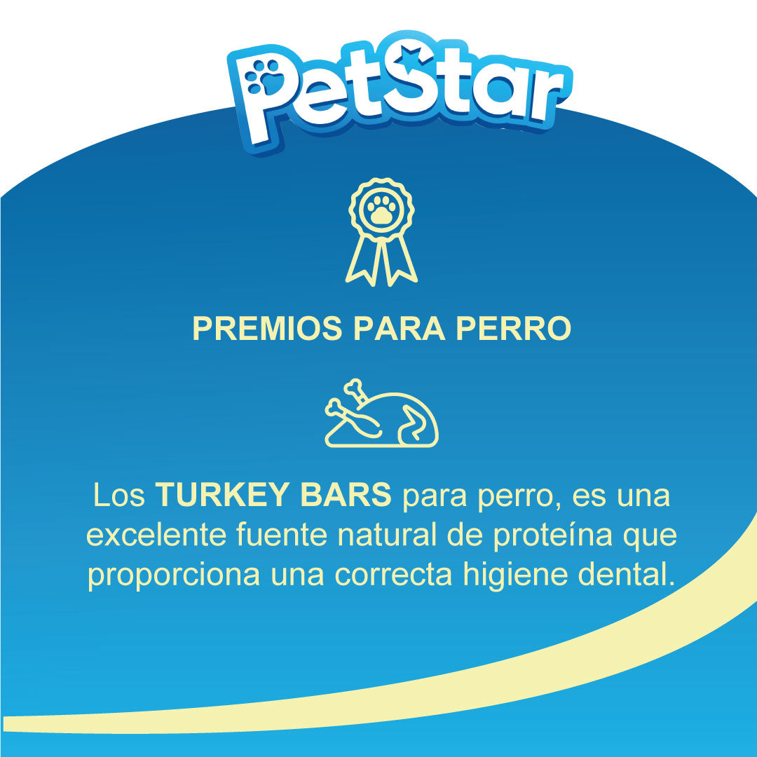 Premios para perro tiras de pavo / Turkey bars de Petstar / 80 gr