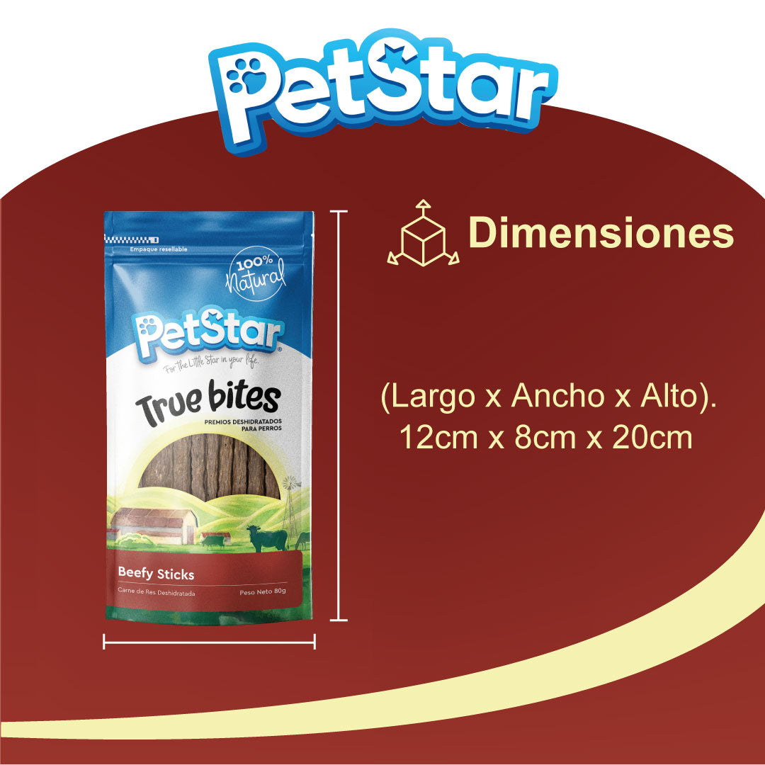 Premios para perro tiras de res / Beefy Sticks de Petstar / 80 gr