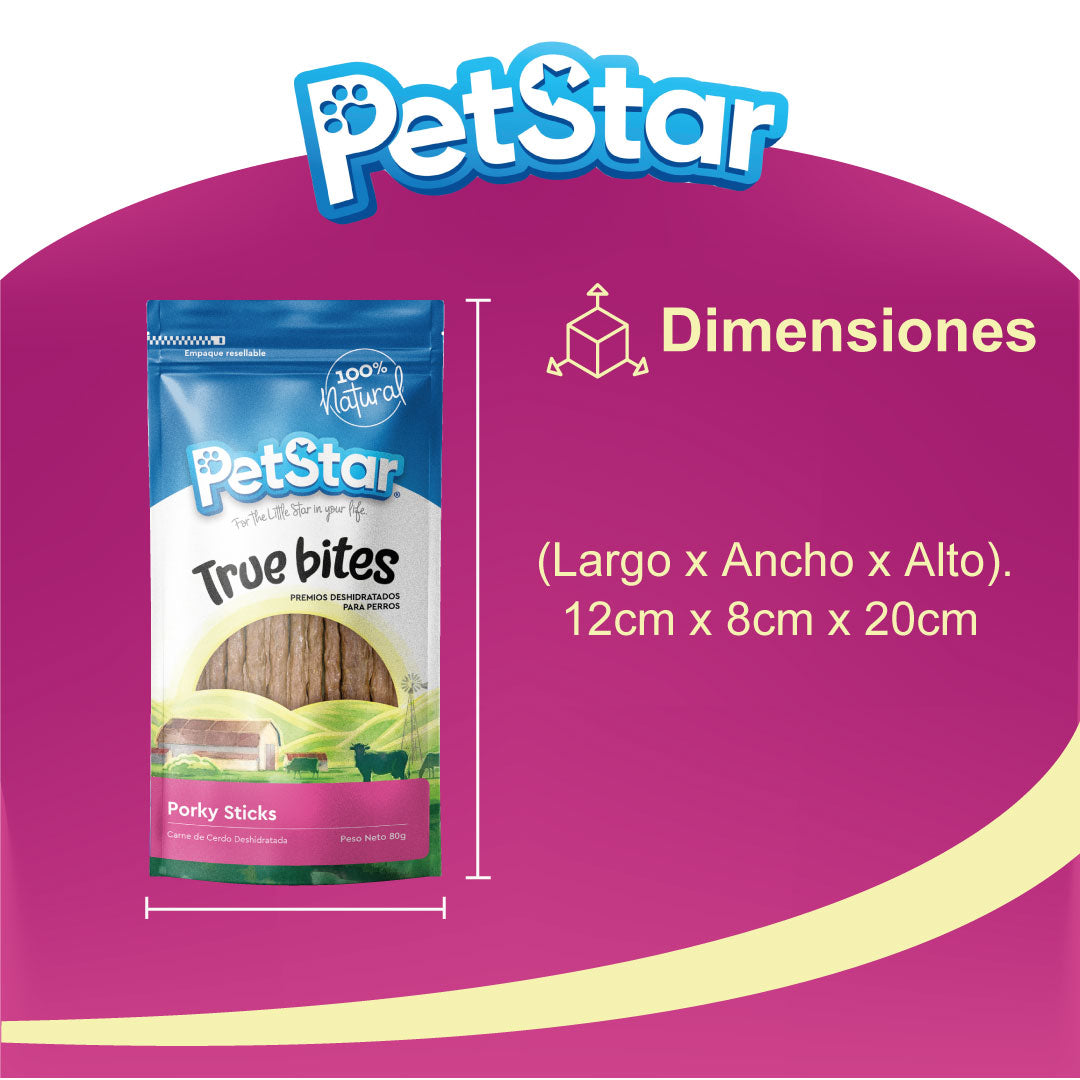 Premios para perro tiras de cerdo / Porky Stick de Petstar / 80 gr