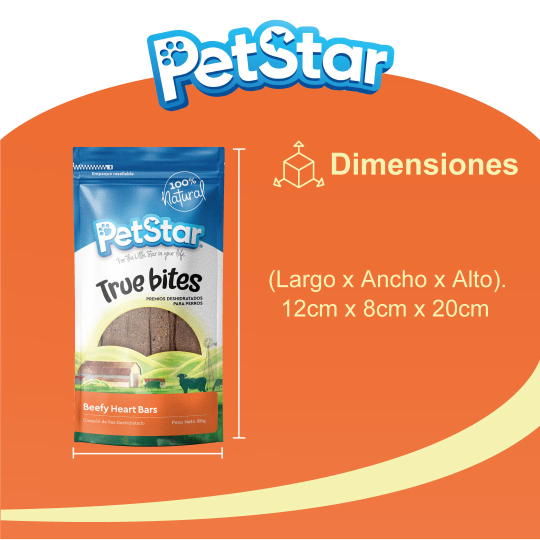 Premios para perro tiras de corazón de res / Beefy Heart Bars de Petstar / 80 gr