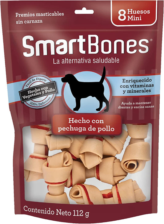 SmartBones Mini / Premios para perro sabor pollo / salud dental 8 pz mini