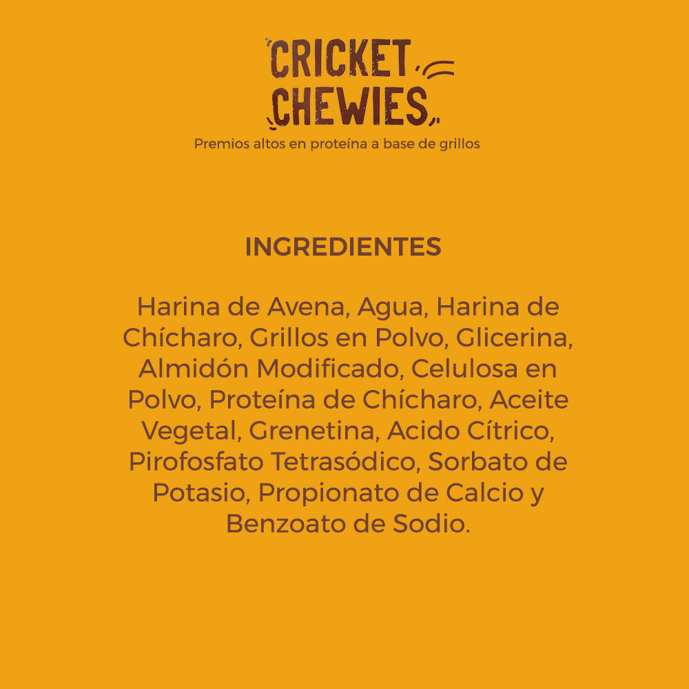 Premios Para Perros / Petit monsters / Cricket Chewies CriCreats, Altos en Proteínas A Base De Grillos. 85 g.