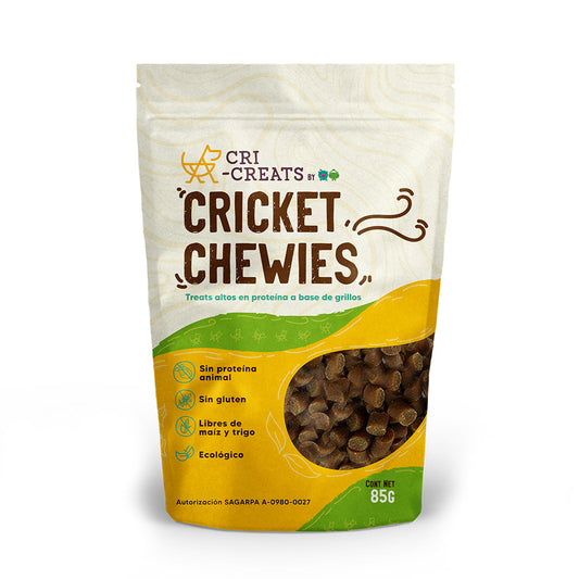 Premios Para Perros / Petit monsters / Cricket Chewies CriCreats, Altos en Proteínas A Base De Grillos. 85 g.