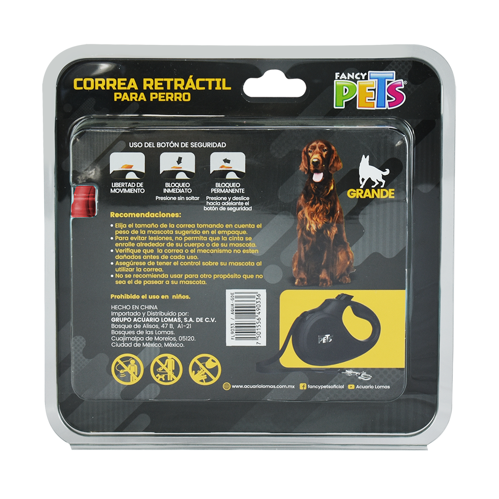 Correa retráctil / Fancy Pets Grande Roja / 5 m para perros de hasta 25 kg