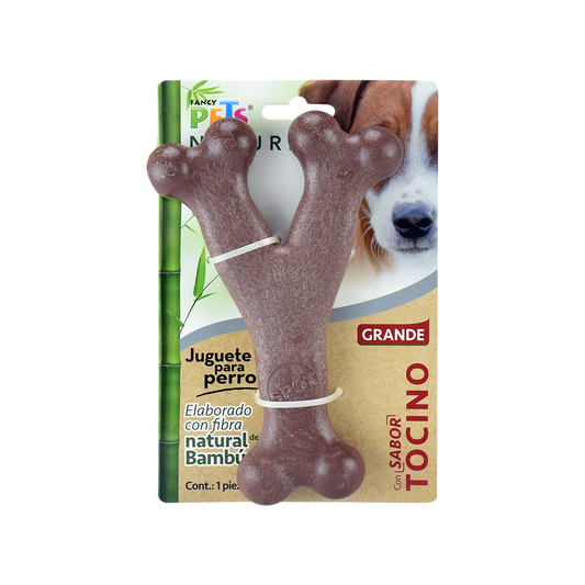 Juguete para perro / Hueso de fibra de bambú / Grande / sabor tocino