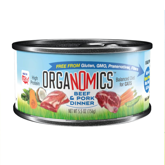 OrgaNOMics / Alimento Húmedo / Ingredientes Orgánicos Gato / Res y Cerdo / 156 g