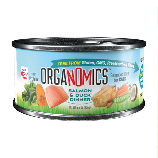 OrgaNOMics / Alimento Húmedo / Ingredientes Orgánicos Gato / Salmón y Pato / 156 g